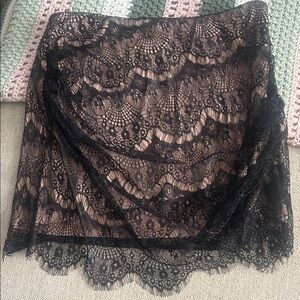 Free People Black Lace Mini Skirt with lining